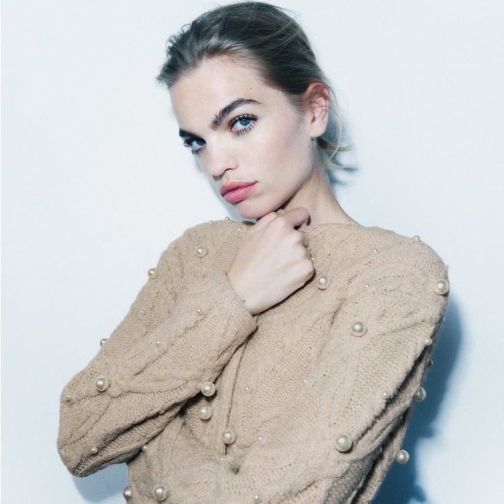 ZARA PEARL CABLE KNIT CARDIGAN - Picture 5 of 8